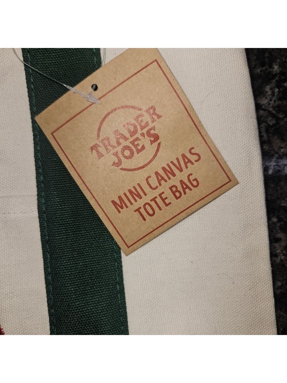 Trader Joe’s Mini Canvas Tote Bag Green Natural Reusable Grocery Bag NWT - Picture 3 of 6